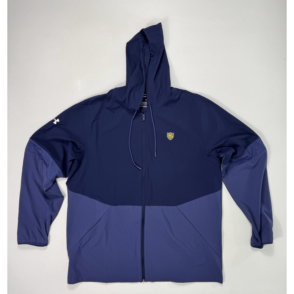 Under Armour Squad Warm-Up Jacket Mens XL Blue Full Zip Hooded Windbreaker Sport